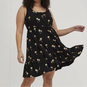 Torrid 4x Super soft Knit Summer Dress Black with Gold Foil Palm Trees tank